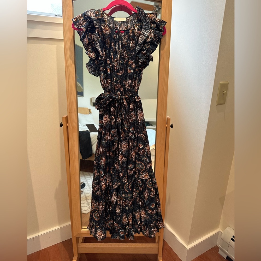 Ulla Johnson Dark Floral Dress with Tie Neck NWOT- never worn!